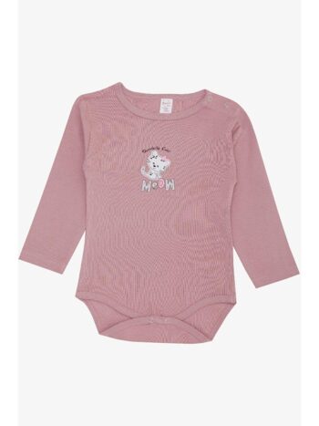 Breeze Pink Baby Girl Snap Bodysuit Cute Baby Kitten Print Rose Pink (9 Months - 3 Years)