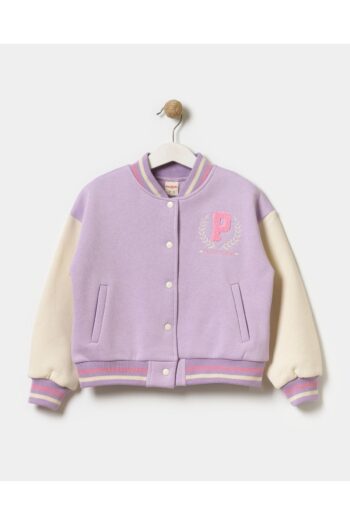 Mini Podium Girl's Paris Slogan Embroidered Snap Front Bomber College Jacket