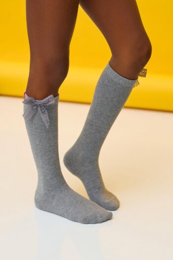 Katia & Bony Family Under-ankle Bowed Children's Basic Socks Gray-Melange