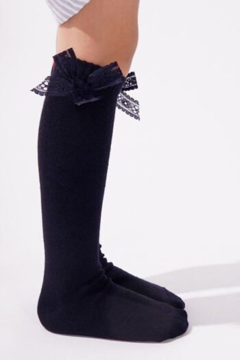Katia & Bony Family Knee-High Ribbons Children's Basic Socks Navy Blue