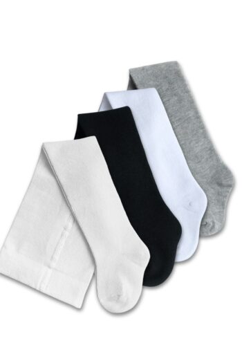 GizaKids Unisex Baby Toddler Cotton White Cream Gray Black Tights 4-Piece Set