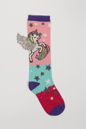 Katia & Bony Flying Unicorn Knee-High Socks for Girls with Pattern