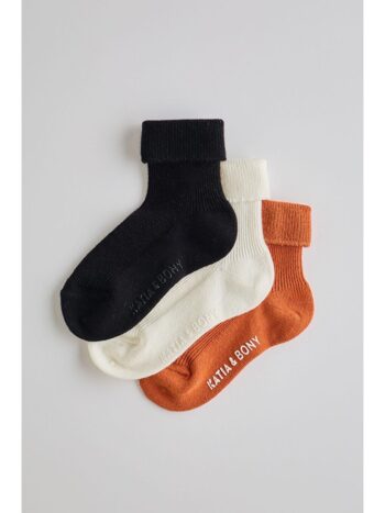 Katia And Bony 3-Pack Kids' Brown Mixed Ankle Socks