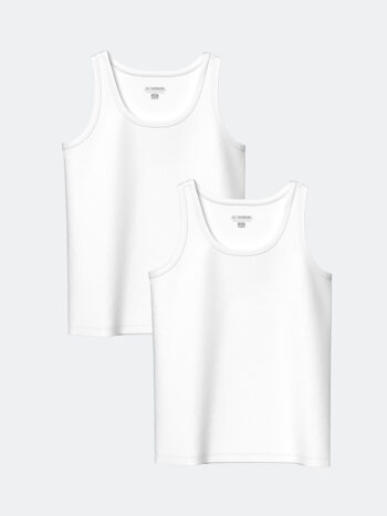 LCW Kids White Crew Neck Boys' Tank Top Set of 2