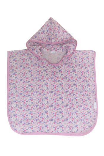 MUSLIN BABY PONCHO - LITTLE FLOWERS / PINK