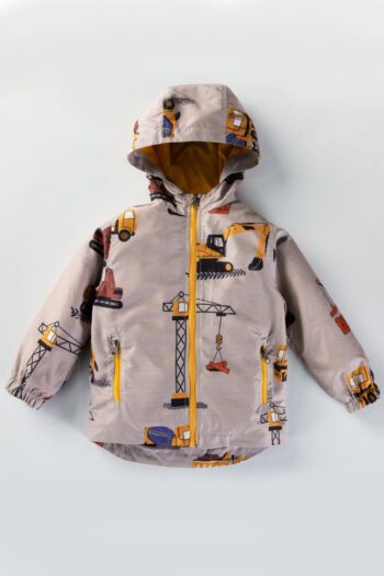 MDM Patterned Zippered Cotton Lined Hooded Pocket Raincoat Suit for Boys and Girls