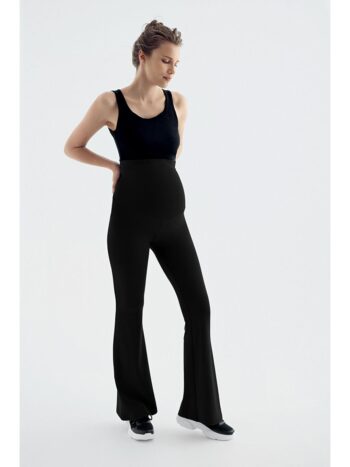 Increase Black Thermal Sherpa Warmkeeping Stretchy Adjustable Waist Winter Spanish Leg Maternity Tights T18