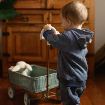 Blue Fleece Bear Ear Sweatshirt and Pants Set