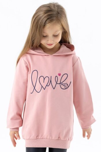 Girls' Sweatshirt with Embroidered Print in Powder Pink (Ages 2-6)