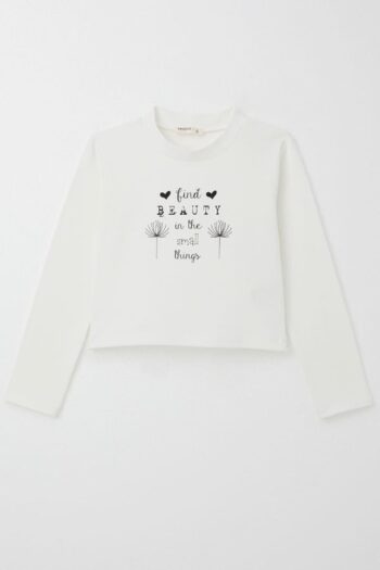 Girls' Long Sleeve T-Shirt with Belt Print Ecru (Ages 9-14)