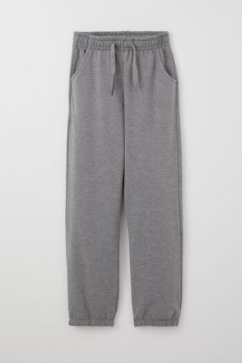 Boys' Dark Gray Melange Pants with Lace Accessory and Elastic Waist and Cuffs (Ages 5-9)