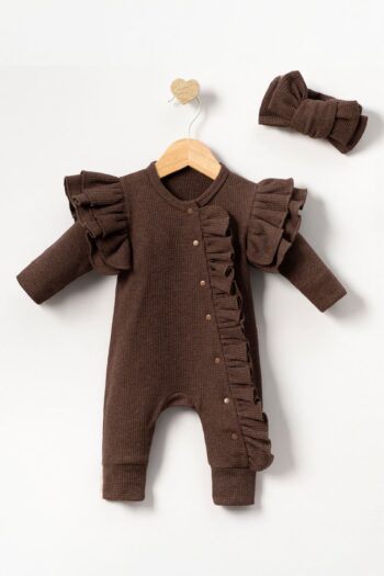 Mini's Rompers (0-6 Months) with Headband for Baby Girl - Brown
