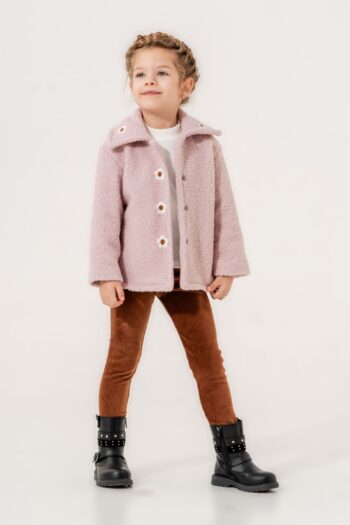 Miniğimin Cicileri Embroidered Lamb Coat Set for Girls - Pink