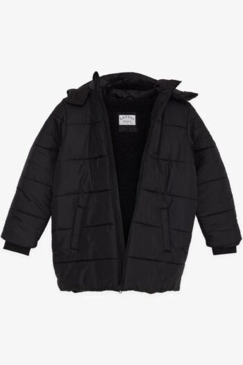 Boys' Hooded Zip-Up Pocketed Jacket Black (Ages 4-14)