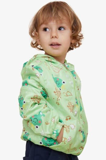 Boys' Raincoat with Frog Prince Pattern in Pistachio Green (Ages 1-6)