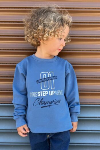 Indigo Printed Text Sweatshirt for Boys (4-8 Years)