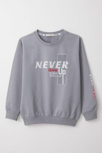 Motivational Themed Gray Sweatshirt for Boys (Ages 8-12)