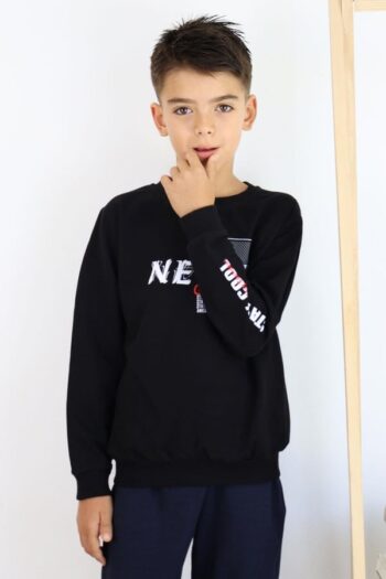 Boys' Sweatshirt with Motivation Theme in Black (Ages 8-12)