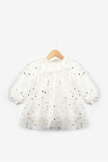 Vanessa Ivory Star Detail Girl's Tulle Dress