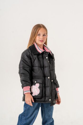 I WILL WEAR Girl's Knit Collar Puffer Jacket