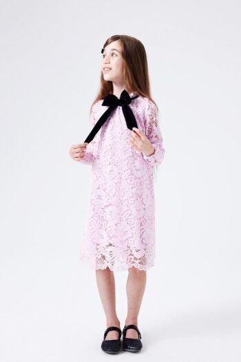 Pink Lace Bow Dress for Girls - Bessie