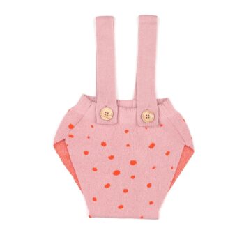 Organic Cotton Baby Knitted Overalls in Pink with Frosted Pattern