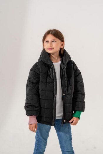 I WILL WEAR GIRLS' HOODED CHECKED QUILTED COAT