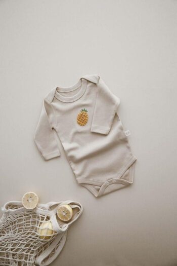 Pineapple Embroidered Long Sleeve Bodysuit