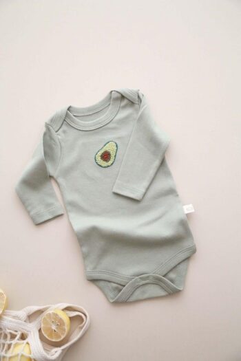 Avocado Embroidered Long Sleeve Bodysuit