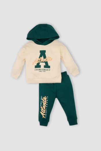 Boys' Baby Slogan Printed Thin Sweatshirt Fabric 2-Piece Set