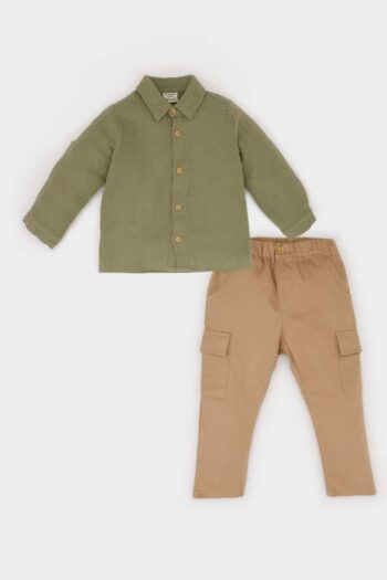 Boys' Baby 2-Piece Set Long Sleeve Shirt Elastic Waist Cargo Pocket Pants