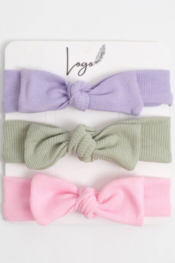 LOGO ACCESSORY 0-3 Years Girl Baby Bandana 3-Piece Set (LILAC-PINK-TEAL GREEN)