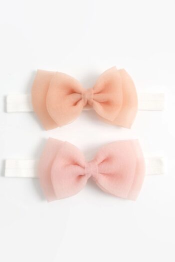 DALYA ORGANZA BOW DESIGN BABY BANDANA SET 2-PACK PINK, PEACH - 0-24 MONTHS