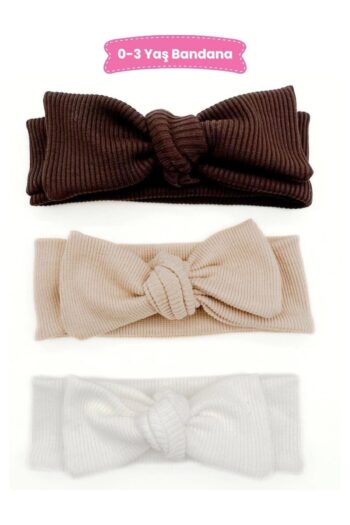 LOGO ACCESSORY 0-3 Years Old Baby Girl Bandana 3-Piece Set (BROWN-BEIGE-WHITE)