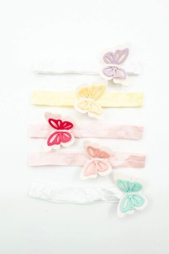 LOGO ACCESSORY 0-9 Months Baby Girl Bandana 5-Piece Set Butterfly Design (Colorful)