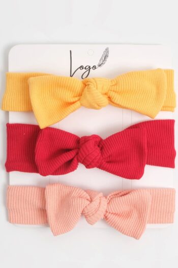 ACCESSORY LOGO 0-3 Year Old Girls' Baby Bandana 3-Piece Set (YELLOW-RED-CORAL)