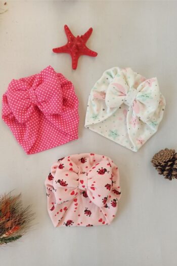 Dubi Baby 3 Pieces Girl Baby Bonnet Bandana 0-2 Years