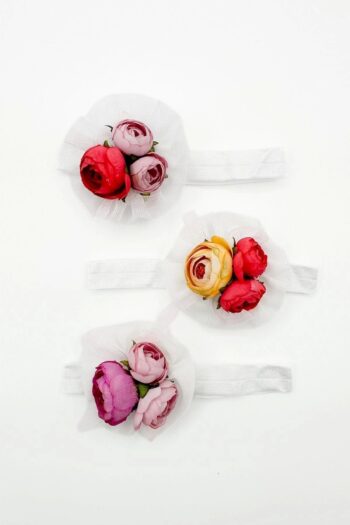 LOGO ACCESSORY 0-9 Months Girl Baby Bandana 3-Piece Set Colorful Floral (White)