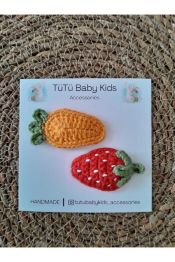Strawberry & Carrot Figurine Hand-Knit Hairless Baby Hairpin