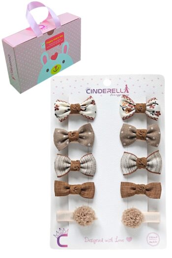 Cinderella 10-Piece Gift Boxed Doll Hair Clip Set Coffee Tone - Soft Coated Girl Hairpin Set