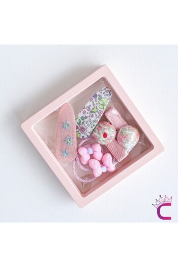 Cinderella 6-Piece Special Gift Box Hair Clip Set in Pink - Girl's Hair Accessories with Ribbon and Cork Flower Clips