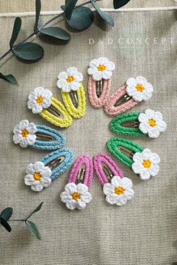 D&D CONCEPT Handmade Knitted 10-Piece Snap Clip Hairpin Set for Baby Girls and Children