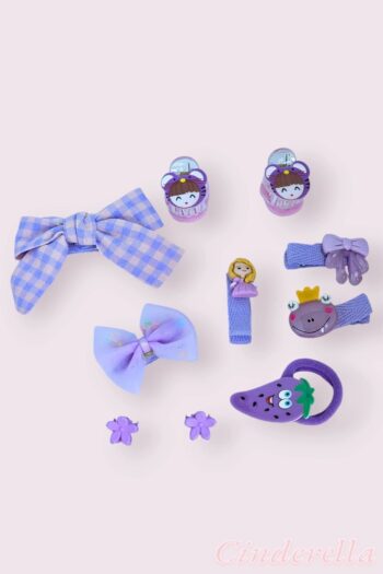 Cinderella 10-Piece Gift Box Hair Clip Set - Girls' Rubber Button Hair Clip Model-1