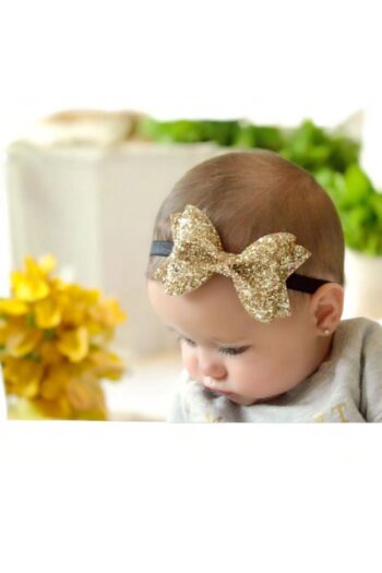 Damlakidsmoda Girls' Baby Bandana Bow Glitter Bow