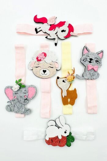 LOGO ACCESSORY 0-9 Months Baby Girl Bandana 6-Piece Set with Animal Figures (Colorful)