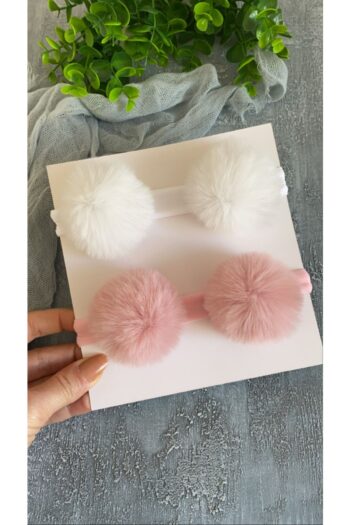 Selda Accessories Girl Baby 2-Piece White-Pink Pom-Pom Hairband