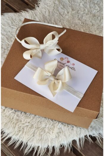Colorful Kids Ribbon Bow Ivory Mother Baby Postpartum Headband Set