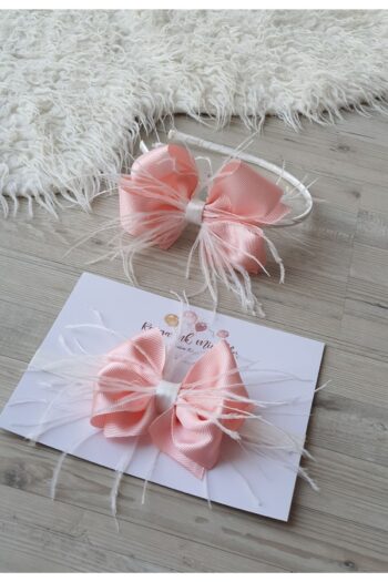Colorful Little Ones Ivory Feathery Shiny Powder Pink Bowed Mother Baby Newborn Crown Set (Maternity Crown)
