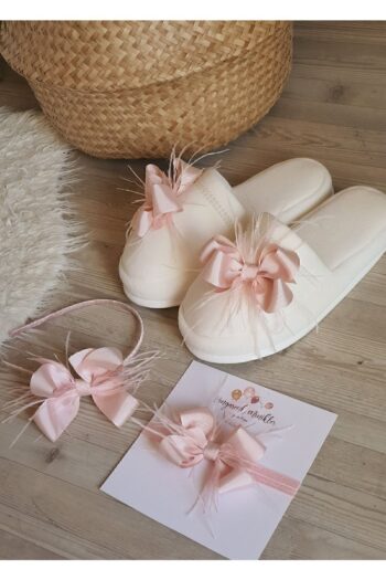 Colorful Little Ones Powder Pink Fluffy Bow Newborn Set with Slippers and Baby Headband