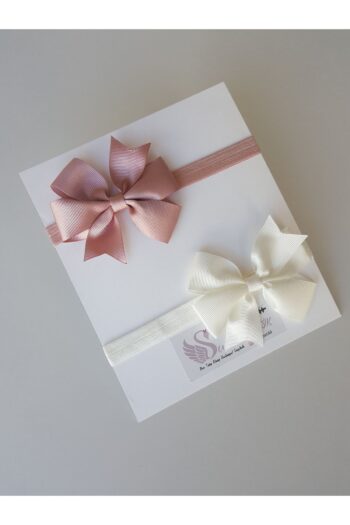 Swan Butik Baby Girl Kid Bandana Hairpin Set 2 Pieces in Powder Pink and Off-White